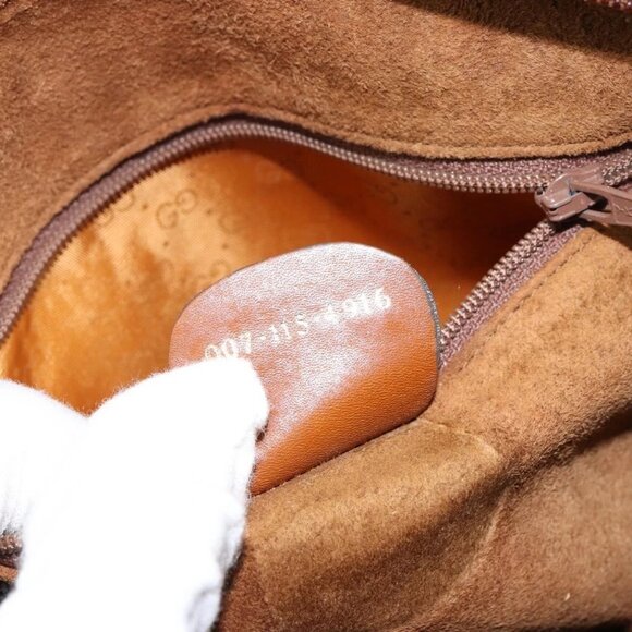 GUCCI Shoulder Bag Leather Brown Gold Auth - Picture 13 of 16